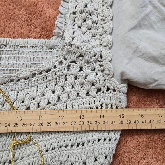 NWT Rebellion Again Womens Crochet Blouse Size Small Boho Peasant Ruffle Hippie - Picture 11 of 12